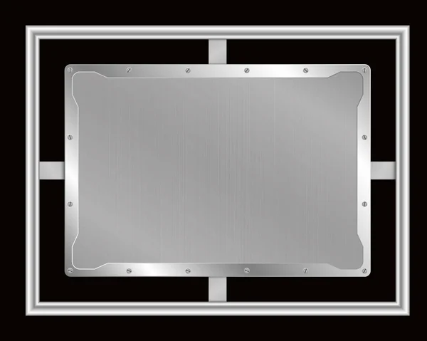 Frame Metal Aluminium Plate Steel Background Metallic Border Vector Illustration — Stock Vector