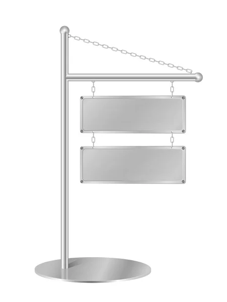 アルミニウム板または鋼の背景 銀板広告スタンド 金属枠 ベクトル図に金属フレーム — ストックベクタ