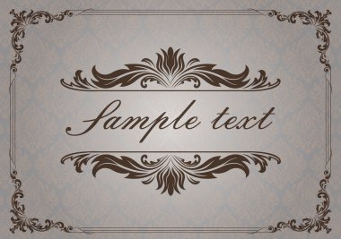 güzel telkari ve sigorta primi daveti veya düğün kartı antik desen sorunsuz arka plan, lüks kartpostal, süsleme vektör için retro kenarlıklı vintage tarzı dekoratif çerçeve