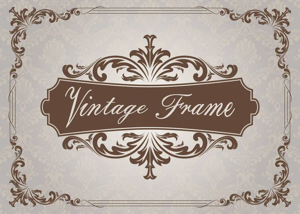 Cadre Décoratif Dans Style Vintage Avec Beau Filigrane Bordure Rétro — Image vectorielle