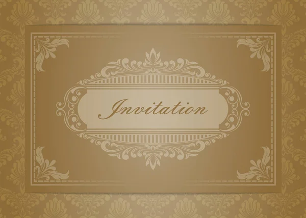 Invitation Premium Carte Mariage Cadre Doré Décoratif Vintage Avec Beau — Image vectorielle