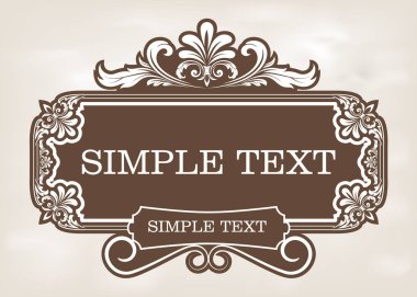 Etiket tasarım şablonu vintage tarzı güzel telkari ve retro kenarlıklı sigorta primi daveti veya lüks kartpostal, dekoratif çerçeve, süsleme vektör için