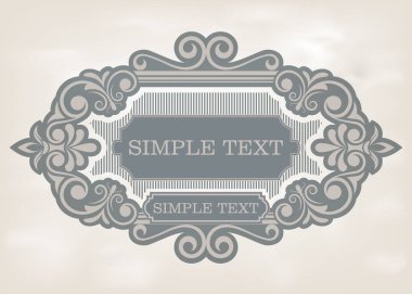 Etiket tasarım şablonu vintage tarzı güzel telkari ve retro kenarlıklı sigorta primi daveti veya lüks kartpostal, dekoratif çerçeve, süsleme vektör için