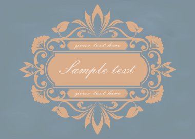 Etiket tasarım şablonu vintage tarzı güzel telkari ve retro kenarlıklı sigorta primi daveti veya lüks kartpostal, dekoratif çerçeve, süsleme vektör için