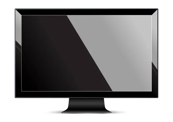 Computer Display Isolated White Background Blank Monitor Vector Illustration — Stock Vector