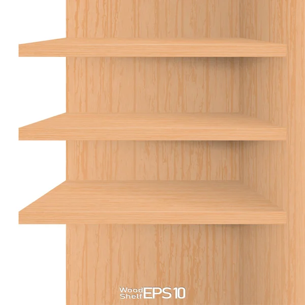 白地に隔離された空の木の棚のセット ベクトルイラスト — ストックベクタ