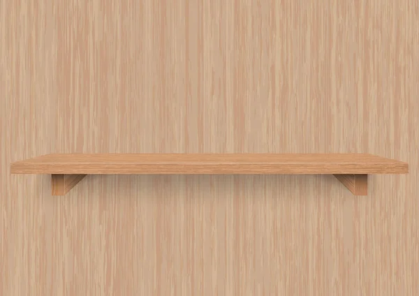 Empty Wooden Shelf Wood Mounting Bracket Vector Illustration — Stock Vector