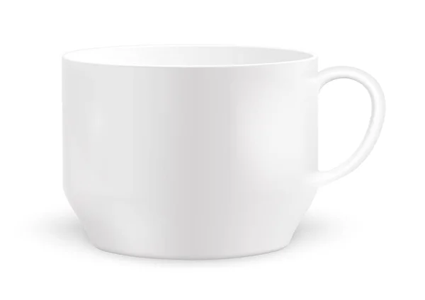 Tazzine Realistiche Ceramica Bianca Tazze Caffè Isolate Sfondo Bianco Illustrazione — Vettoriale Stock