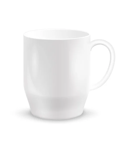 Tasse Céramique Blanche Réaliste Tasses Café Isolés Sur Fond Blanc — Image vectorielle