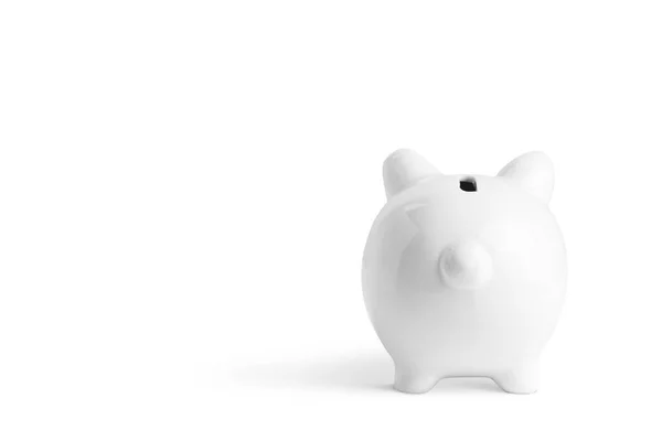 White Piggy Bank Isolated White Background Clipping Path — Stock Photo, Image