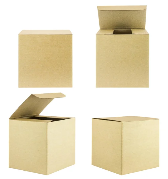 Set Cardboard Box Isolated White Background — Stock Photo, Image