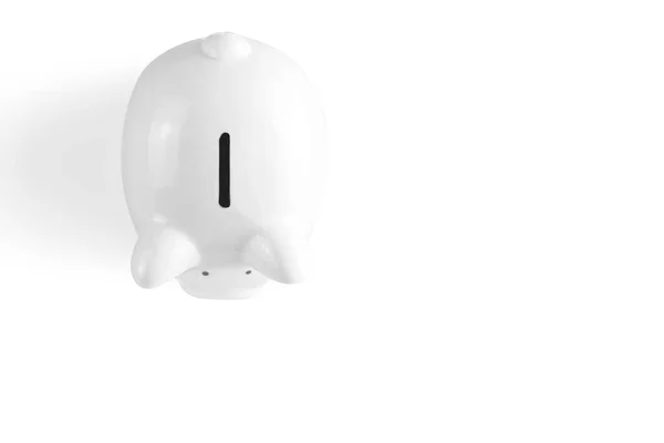 White Piggy Bank Isolated White Background Clipping Path — Stock Photo, Image