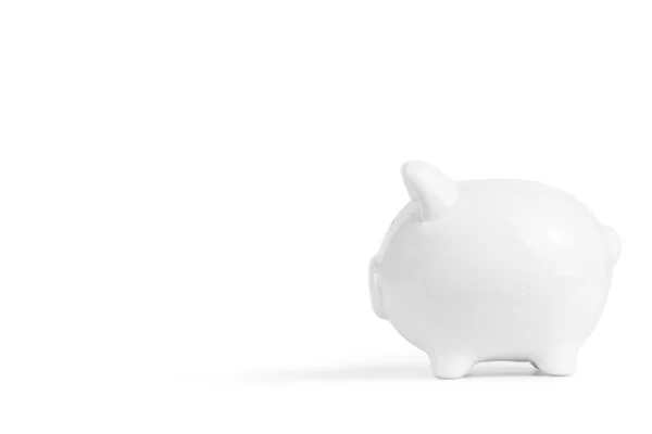 White Piggy Bank Isolated White Background Clipping Path — Stock Photo, Image