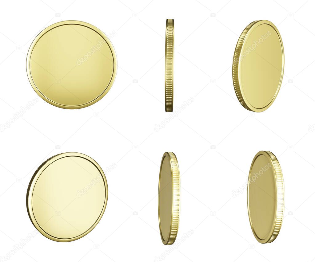 gold coin isolated on a white background with clipping path - 3d render