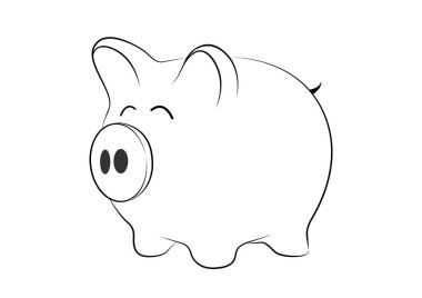 Beyaz domuz kumbarası beyaz arkaplanda izole edilmiş, vektör illüstrasyonu