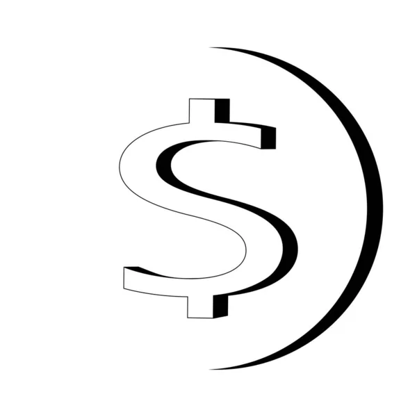 Icona Del Dollaro Simbolo Del Denaro Isolato Bianco Illustrazione Vettoriale — Vettoriale Stock