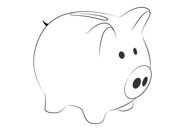 White Piggy Bank Izolat Fundal Alb Ilustrație Vectorială — Vector de stoc