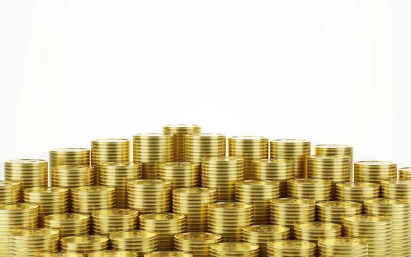 Pila Monedas Oro Aislado Sobre Fondo Blanco Render —  Fotos de Stock