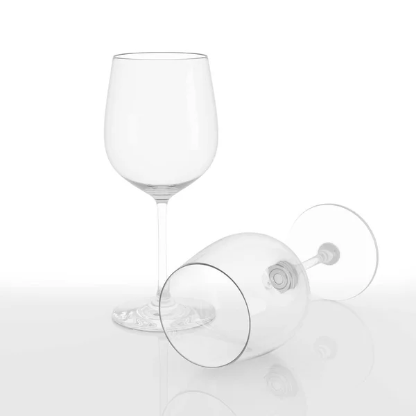 Empty Wine Glass Isolated White Background Clipping Path Render — Stock Photo, Image