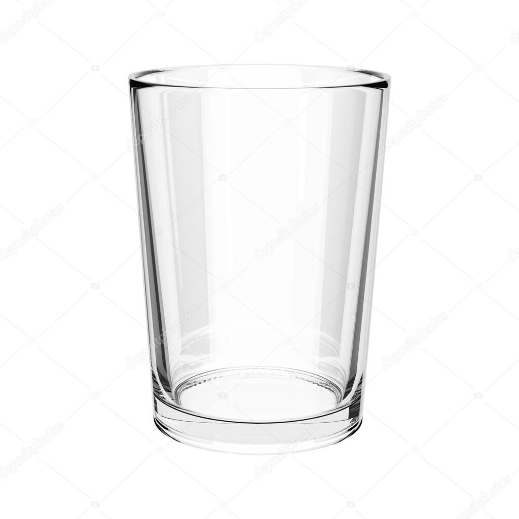 empty water glass isolated on a white background with clipping path, 3d render