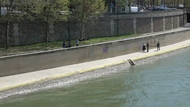 Vista Del Río Sena París Durante Mediodía Día Soleado — Vídeos de Stock