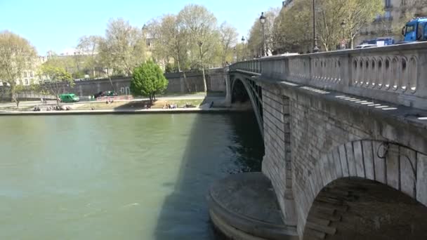 Vista Del Río Sena París Durante Mediodía Día Soleado — Vídeos de Stock