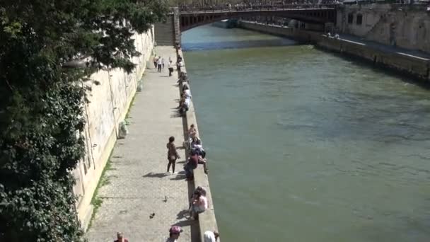 Vista Del Río Sena París Durante Mediodía Día Soleado — Vídeos de Stock