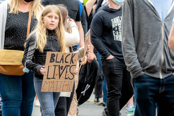 Saint John Canada June 2020 Young Caucasian Teen Carries Black — Stock Photo, Image