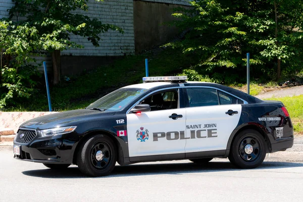 Saint John Canada Juillet 2019 Une Voiture Police Bloque Une — Photo