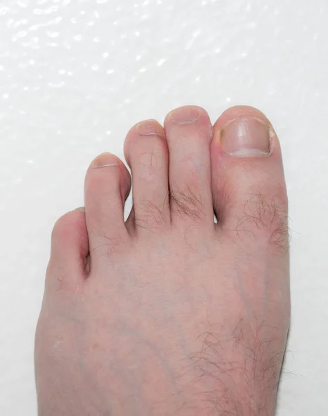 Esquerdo Macho Solteiro Dedos Dos Pés Chão Chuveiro Branco Vista — Fotografia de Stock