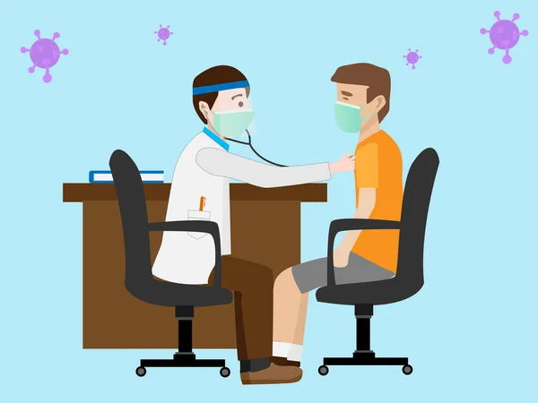 Lorsque Vous Consultez Médecin Portez Masque Pour Prévenir Propagation Infection — Image vectorielle