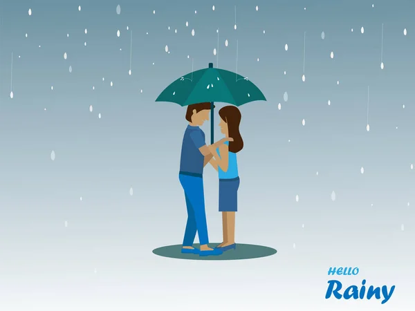 Het Liefdevolle Paar Regen — Stockvector