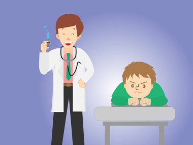 Doctors vaccinated against influenza Have the boy inject the butt