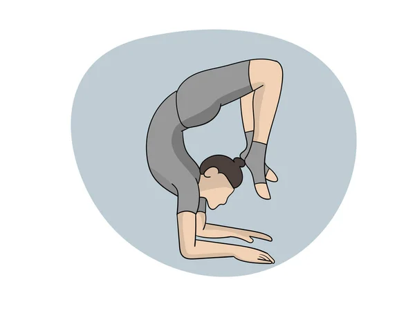Mujeres Practicando Yoga Una Posición Como Escorpión Use Ropa Deportiva — Vector de stock