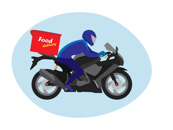 Yemek Dağıtım Işçileri Motosikletleriyle Müşterilere Yemek Siparişini Hızlandırıyorlar — Stok Vektör
