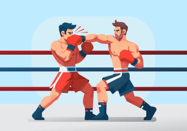 İki Boksör Boks Ringinde Dövüşüyor