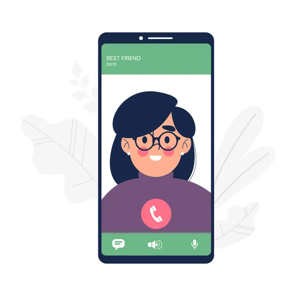 Video arama vektör illüstrasyonlu cep telefonu