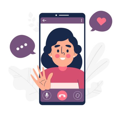 Akıllı telefon vektör çiziminde çevrimiçi görüntülü sohbet