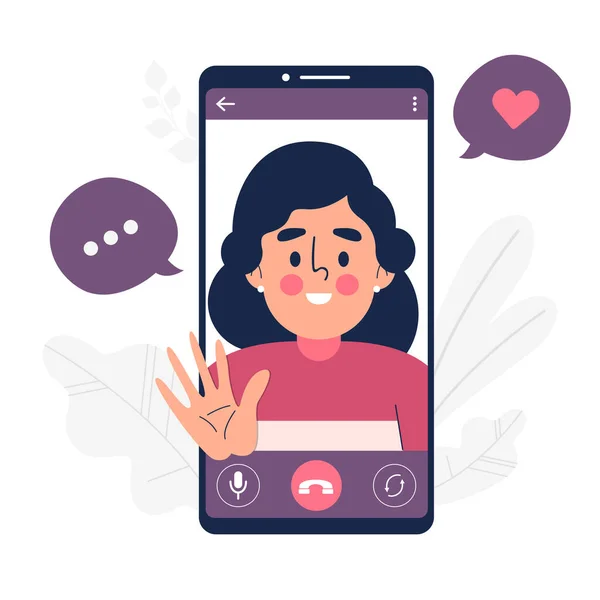 Video Chat Línea Ilustración Vectores Teléfonos Inteligentes — Archivo Imágenes Vectoriales