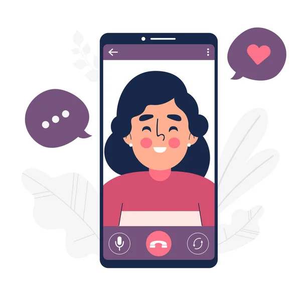 Videollamada Con Ilustración Vector Amado — Archivo Imágenes Vectoriales