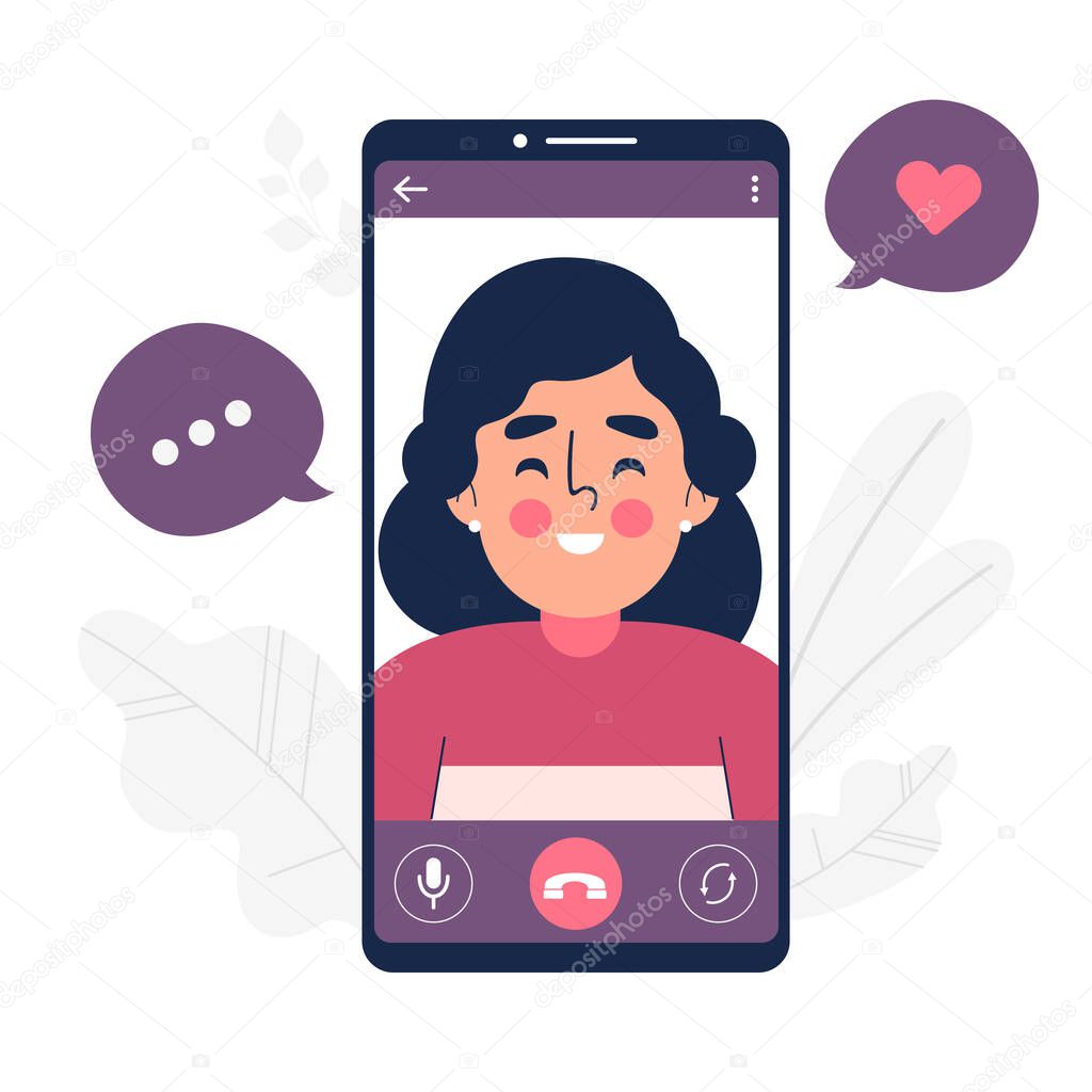 Video call with loved one vector illustration