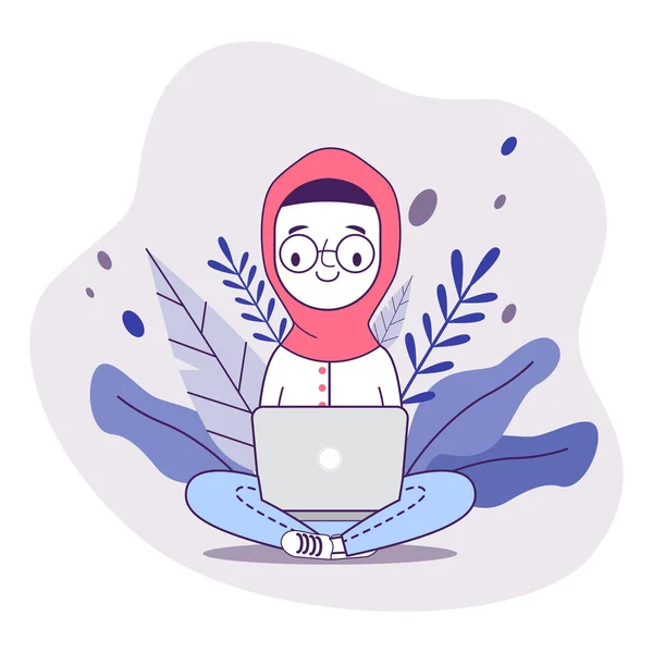 Hijab Pigiste Travail Illustration Vectorielle — Image vectorielle