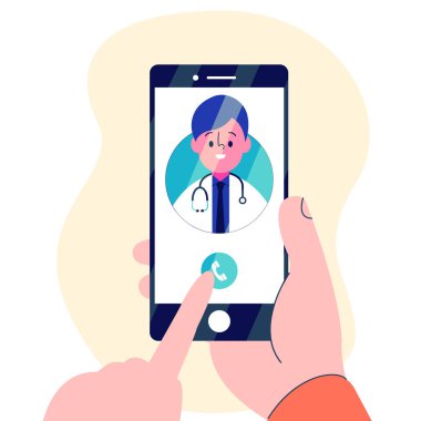 Çevrimiçi internet doktoru sağlık hizmeti konsepti vektör illüstrasyonunu arıyor