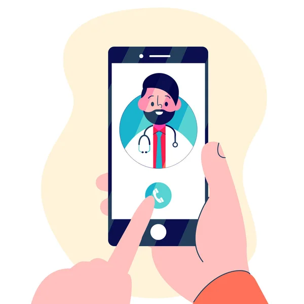 Genç doktorla el ele tutuşmak vektör illüstrasyonunda