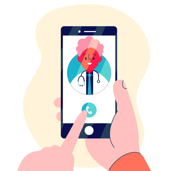 Vektör illüstrasyonunda erkek doktorla el ele tutuşmak