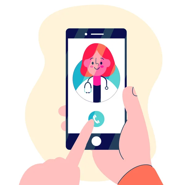 Mobil uygulamalı kadın doktor ve çevrimiçi danışma vektörü çizimi