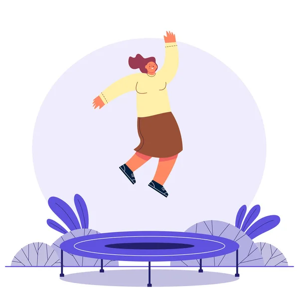 Girl Jumping Trampoline Clipart Vector Illustration — 스톡 벡터