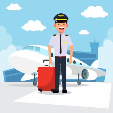 Havaalanı vektör illüstrasyonunda pilot