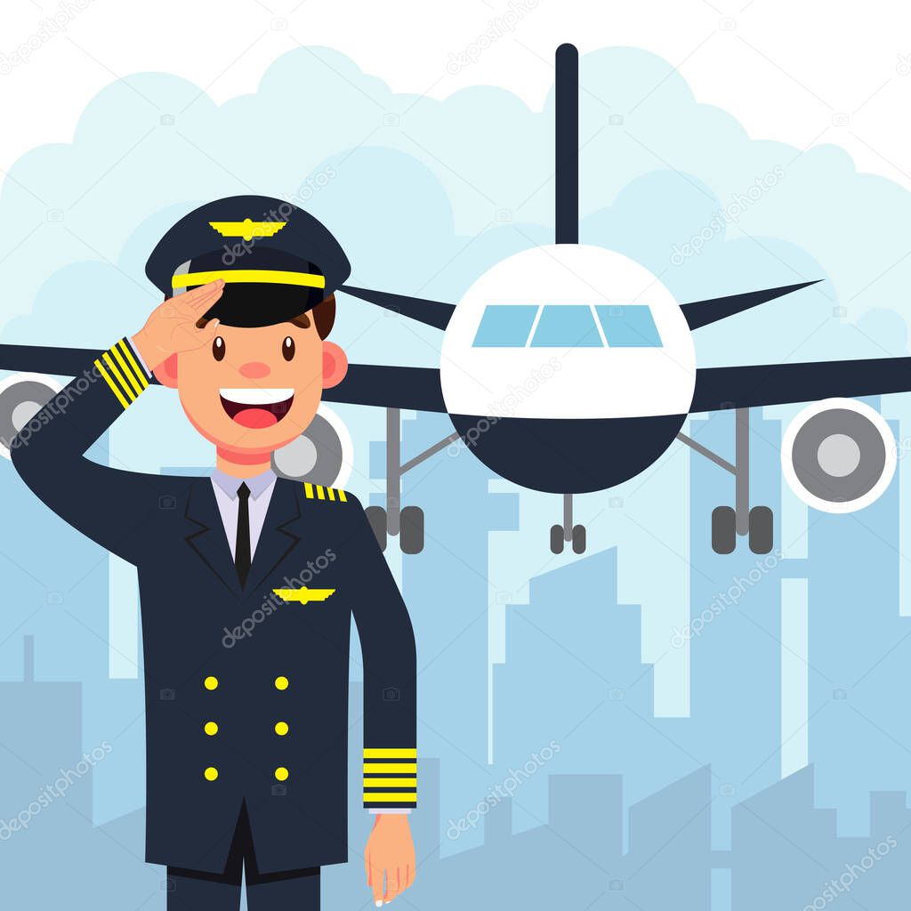 Profession pilot of aircraft vector illustration