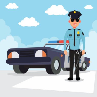 Polis ve vektör çiziminin basit bir karikatürü